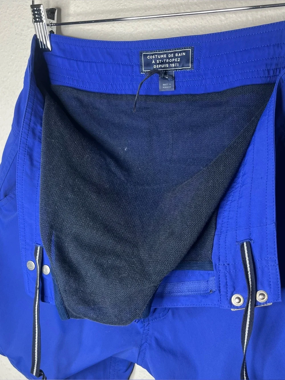 Vilebrequin Solid Blue Flat Belt Swim Shorts Trunks Short Inseam Size Medium
